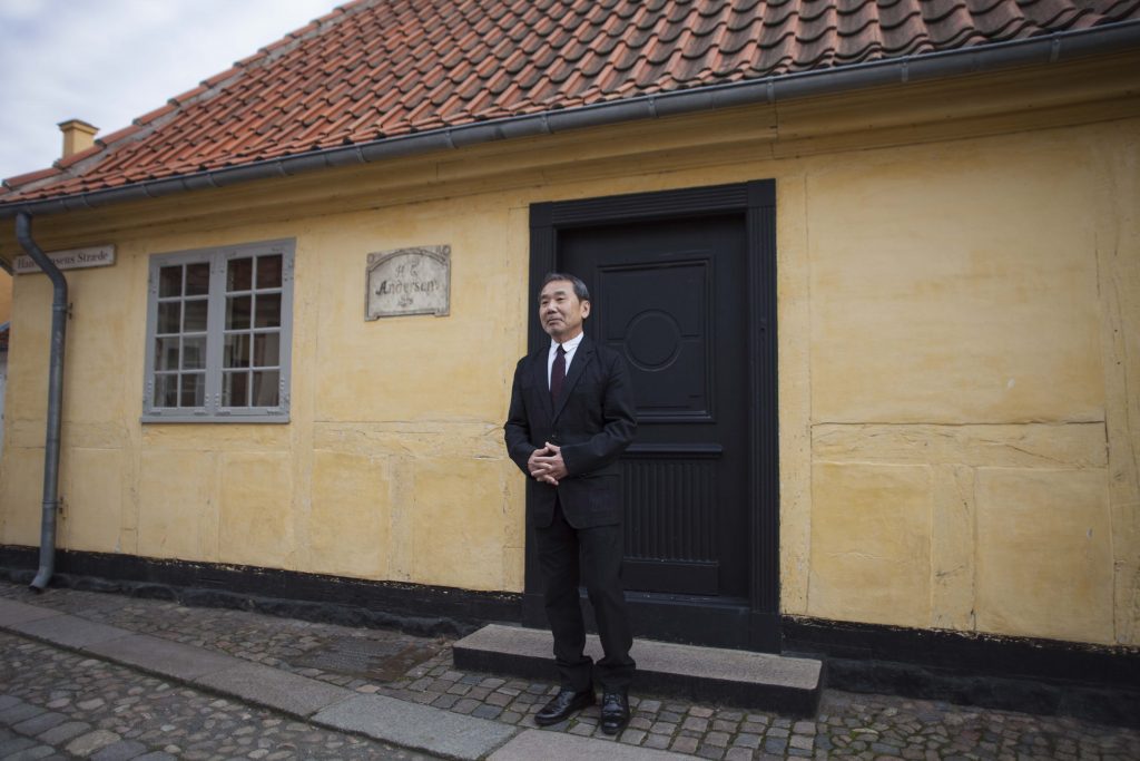 The Japanese bestselling writer next to the Hans Christian Andersen's house in Odense.